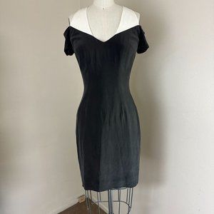 Olcay Gulsen New‎ York Off the Shoulder Mini Black Tuxedo Dress Silk NWTD